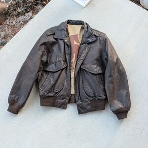 Vintage 80's Hunt Club Leather Bomber Aviator Style Jacket Equestrian